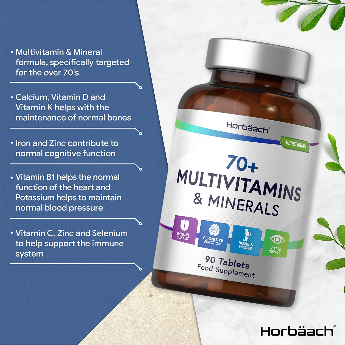 Multivitamin 70 Plus Tablets | 90 Count | with Essential Vitamins and Minerals | for Men and