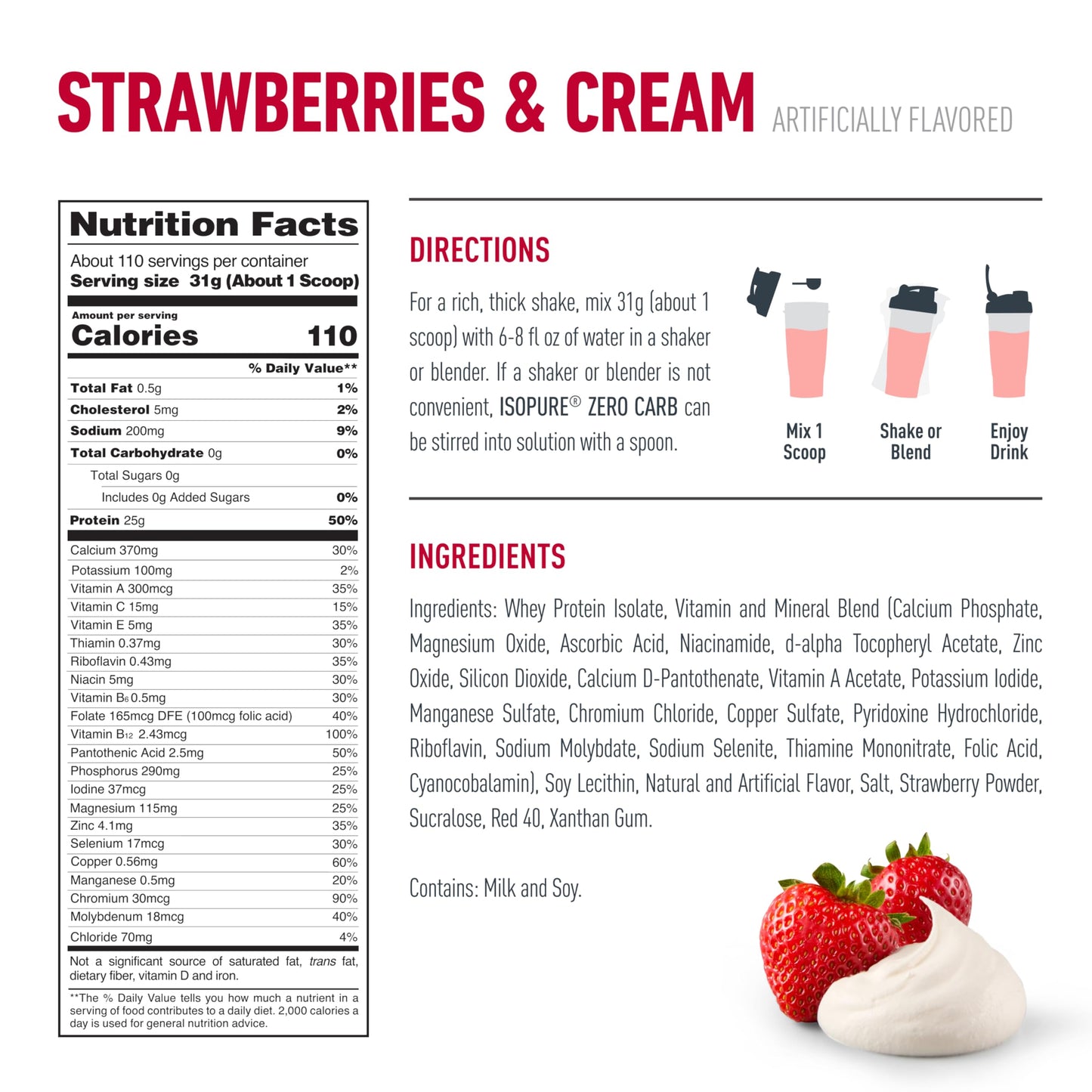 Isopure Zero Carb 100% Pure Whey Isolate Protein Powder, Gluten Free, With Vitamins, Cookies & Cream, 25g Protein Per Serving, 1 Lb, 15 Servings (Packaging May Vary)