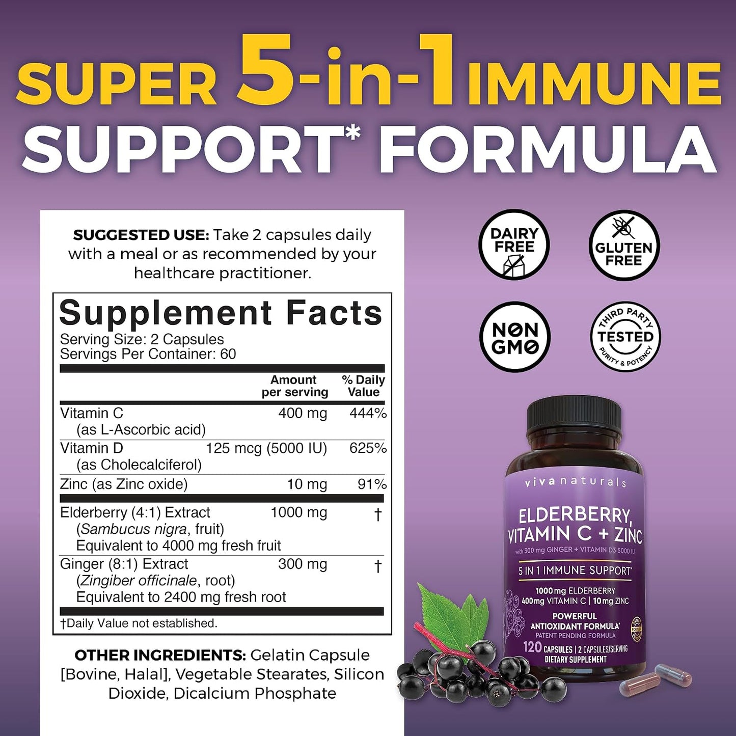 Viva Naturals Antarctic Krill Oil, Elderberry Vitamin C & Zinc and Triple-Strength Omega 3 Fish Oil Bundle, Providing Omega 3 EPA and DHA, Elderberry for Immune Support