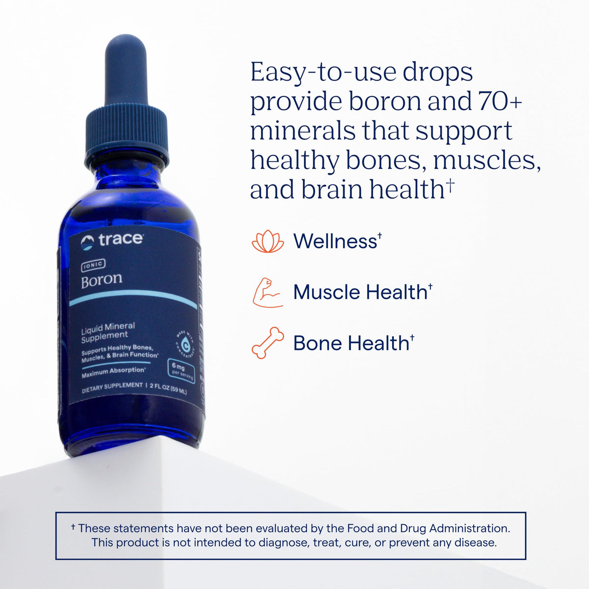 Trace Minerals Ionic Boron Liquid Supplement, 6 mg, 2 fl oz, 48 Servings