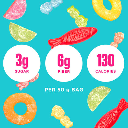 SmartSweets Sweet Fish, Low Sugar Gummy Candy (3g), Low Calorie (130), Gluten-Free -1.8oz (Pack of 12) Packaging may vary