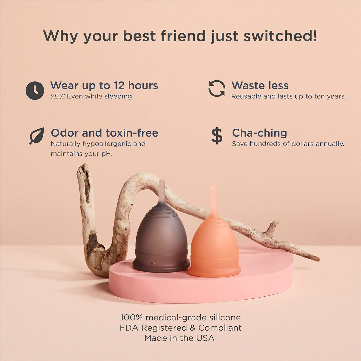 Saalt Soft Menstrual Cup - Best Sensitive Reusable Period Cup - Wear for 12 Hours - Tampon and Pad