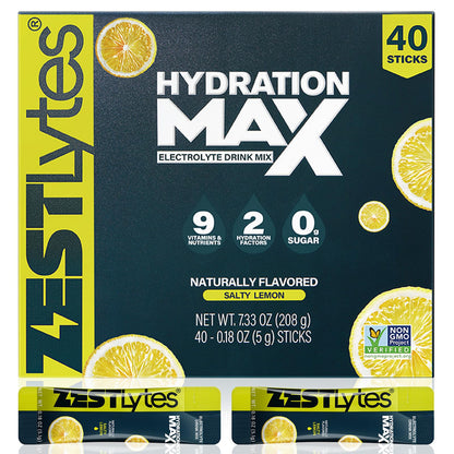 40 Sticks Salty Fruit Sugar Free Electrolyte Hydration Packets High Sodium | Low Calorie Electrolyte Powder Drink Mix, Liquid Daily IV Flavors Salty Watermelon Raspberry Lemon Orange