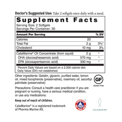 Dr. Sinatra CalaMarine Omega 3 Supplement with DHA and EPA, Clinical Grade for Brain, Heart, and Eye Health, 60 Softgels