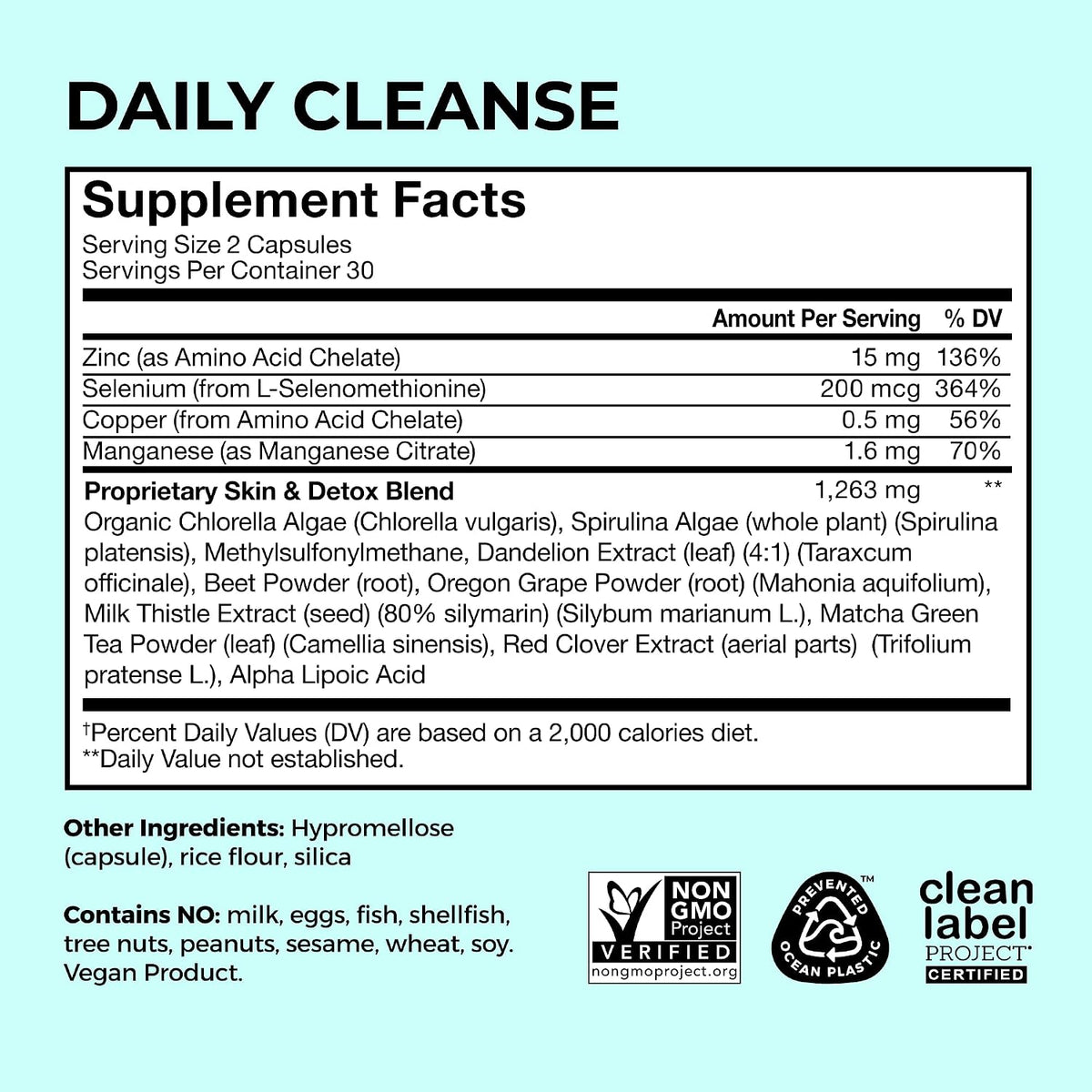 HUM Daily Cleanse Skin Health Supplement, Clear Skin Support, 60 Count