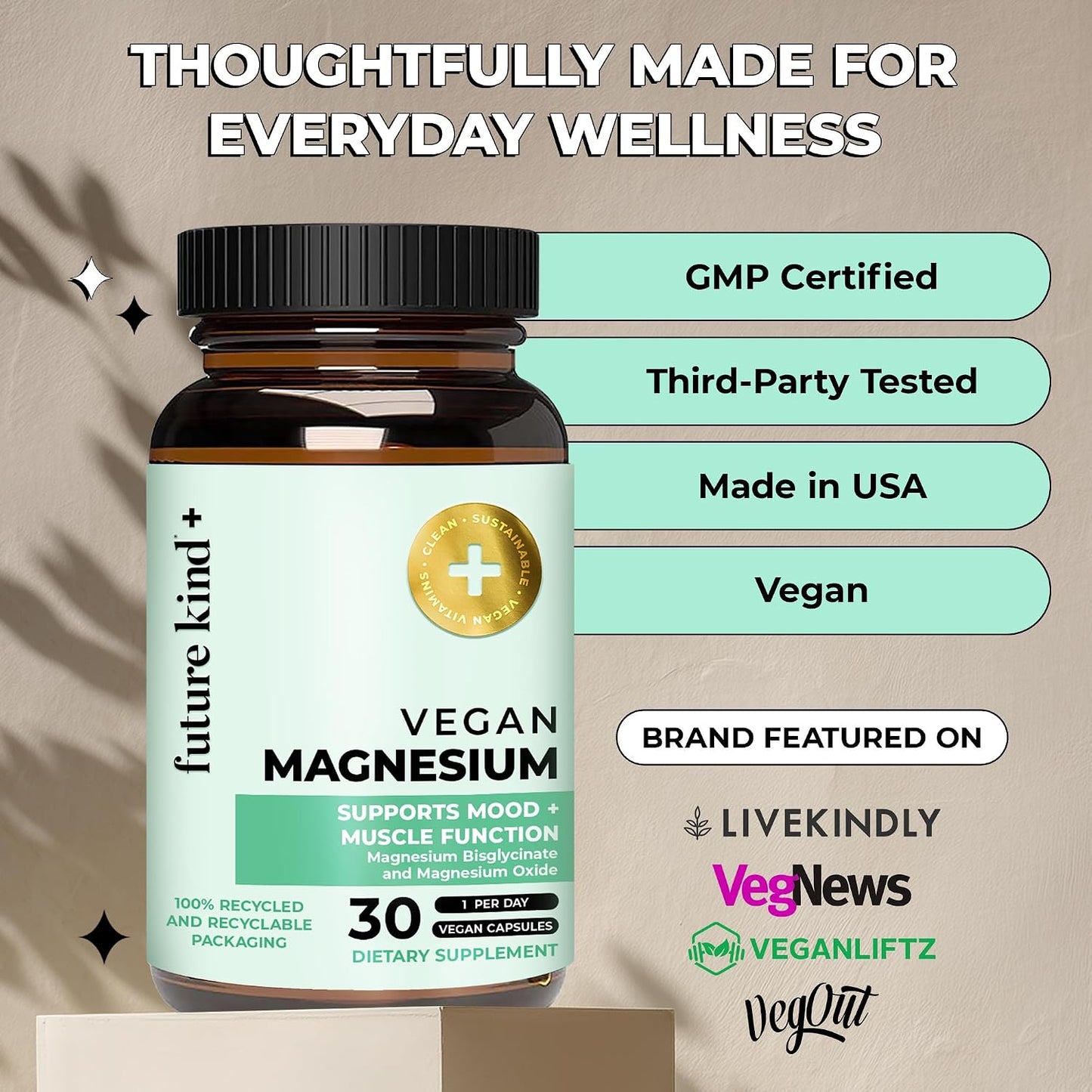 200mg Chelated Magnesium Glycinate Supplement for Women & Men - Muscle & Nerve Function - High Absorption Magnesium for Sleep Support & Energy Metabolism - 30 Vegan Capsules