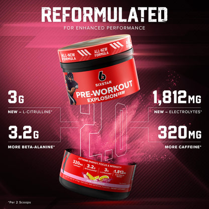 Six Star Pre-Workout Explosion 2.0 Pink Lemonade - Pre-Workout Powder, Explosive Energy