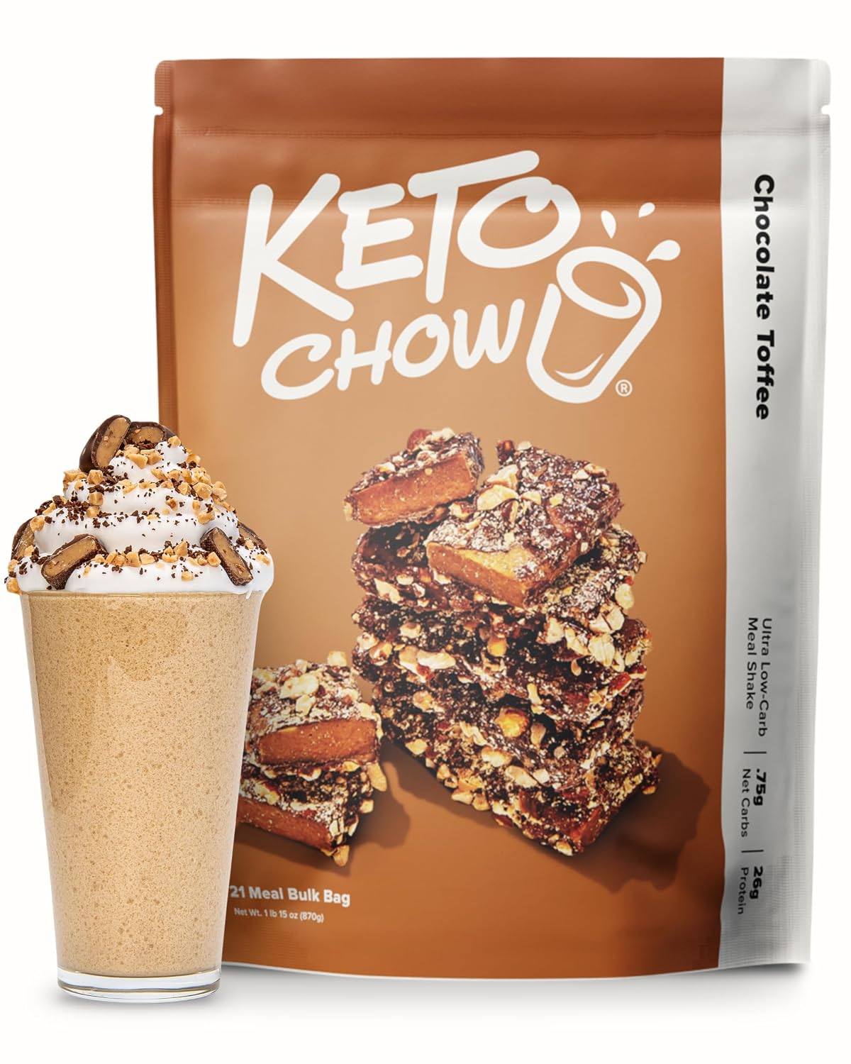 Keto Chow Chocolate Meal Replacement Shake Powder, 21 Meals