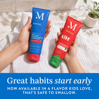 Mouthology 10% Nano Hydroxyapatite Toothpaste Fluoride Free, Whitening*, Rod Shaped nHA, Xylitol Toothpaste for Adults, Enamel Care*, Sensitive Teeth*, SLS Free, Mint 4oz (USA Made) Package May Vary