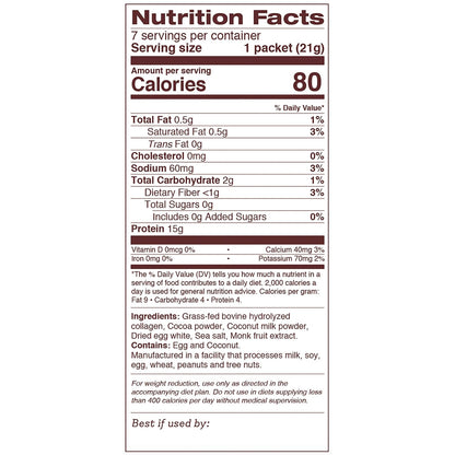 Dr. Kellyann Keto Cocoa Hot Chocolate Packets (7 Servings) – Grass-Fed Collagen & Coconut Milk, Sugar-Free, Keto-Friendly, 1 Pack