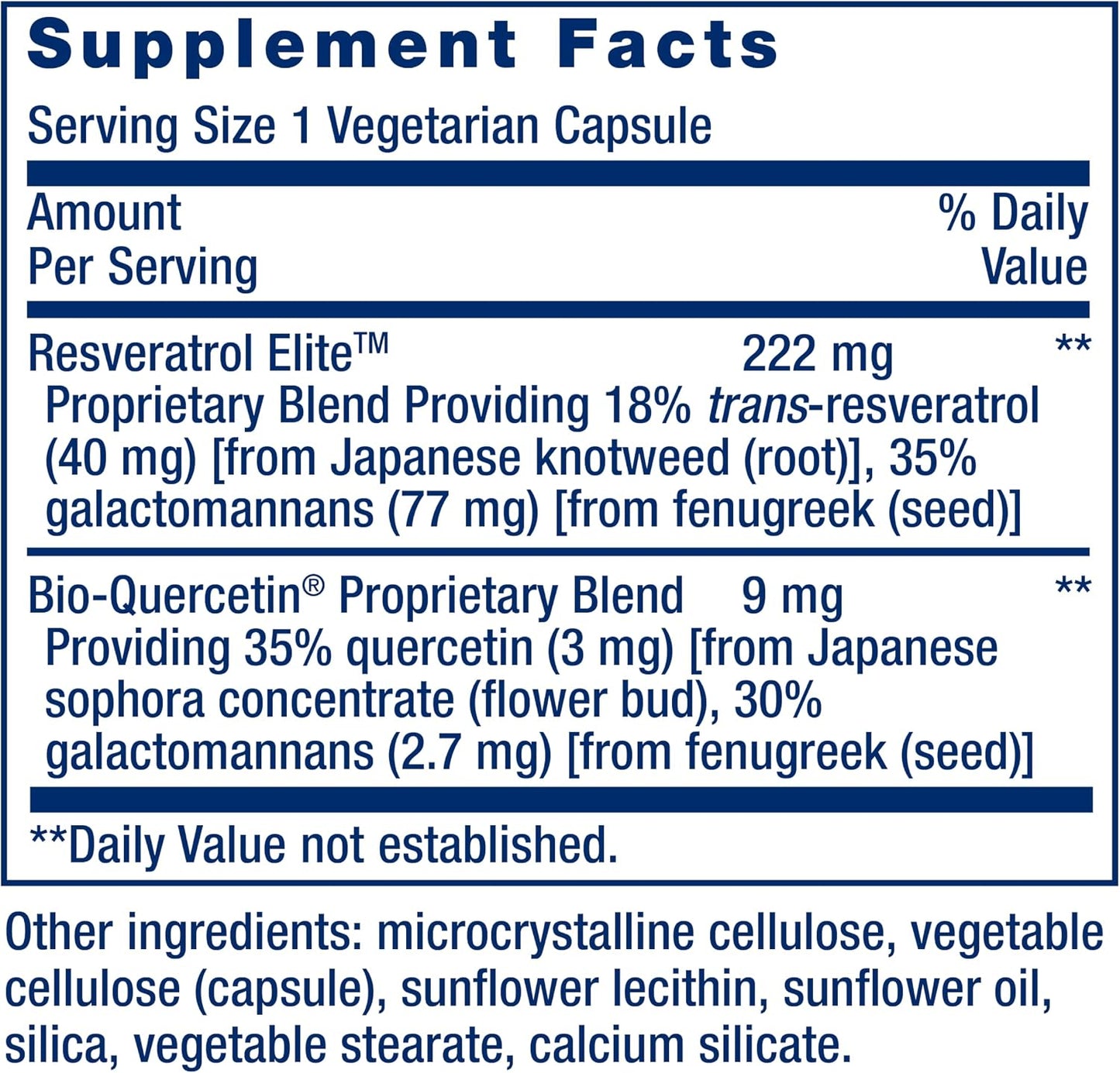 Life Extension Optimized Resveratrol Elite, Trans-resveratrol, quercetin, Healthy Aging, Heart Health, Brain Health, oxidative Stress, Gluten-Free, Non-GMO, Vegetarian, 60 Capsules