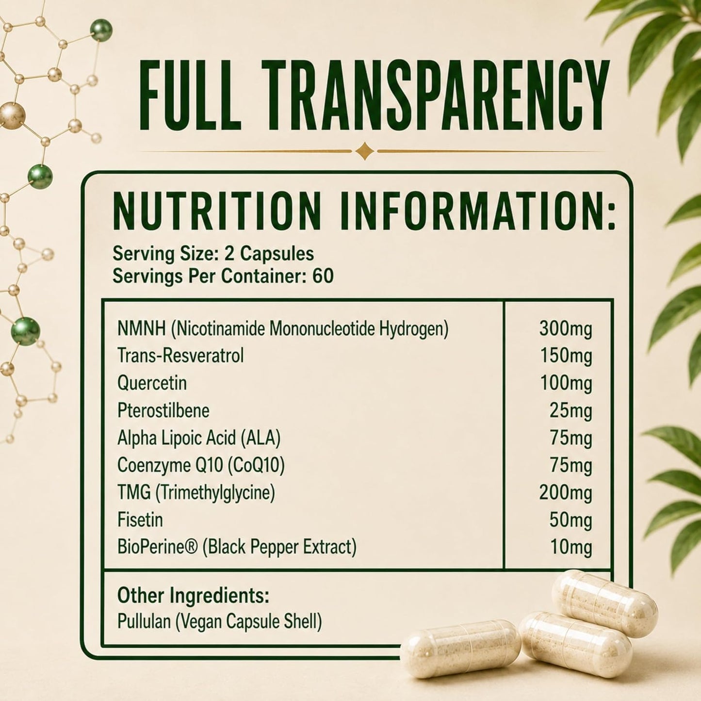 NMNH Ultra Complex 1000mg, NMNH Supplement with Trans-Resveratrol, Quercetin, CoQ10, ALA, TMG, Pterostilbene, Fisetin & BioPerine, 120 Vegan Capsules, Made in UK