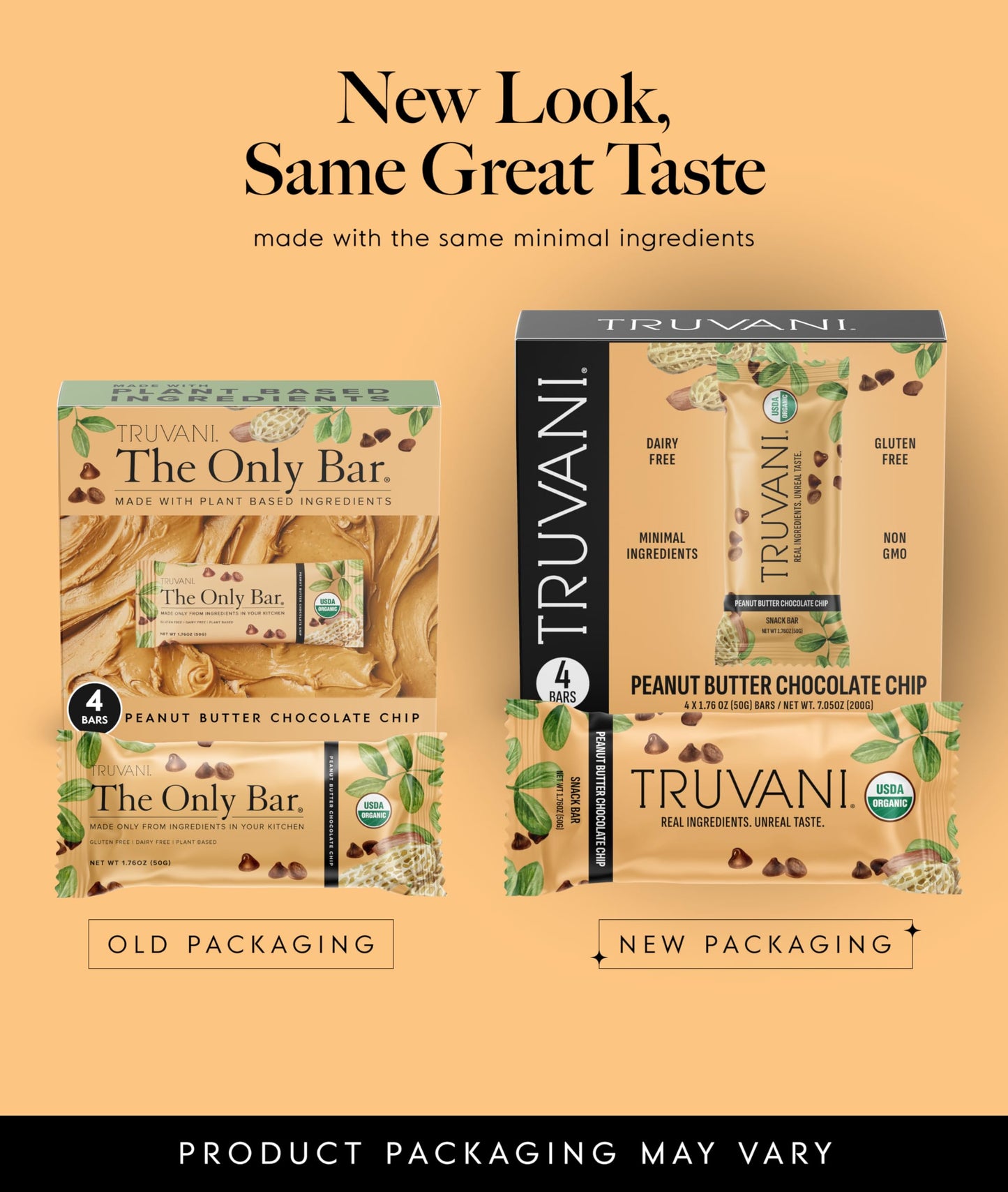Truvani Plant Based Snack Bars | Variety | 12 Pack | Vegan | 5-8g Protein | USDA Organic and Vegan | Dairy, Soy, and Gluten Free | Individually Wrapped