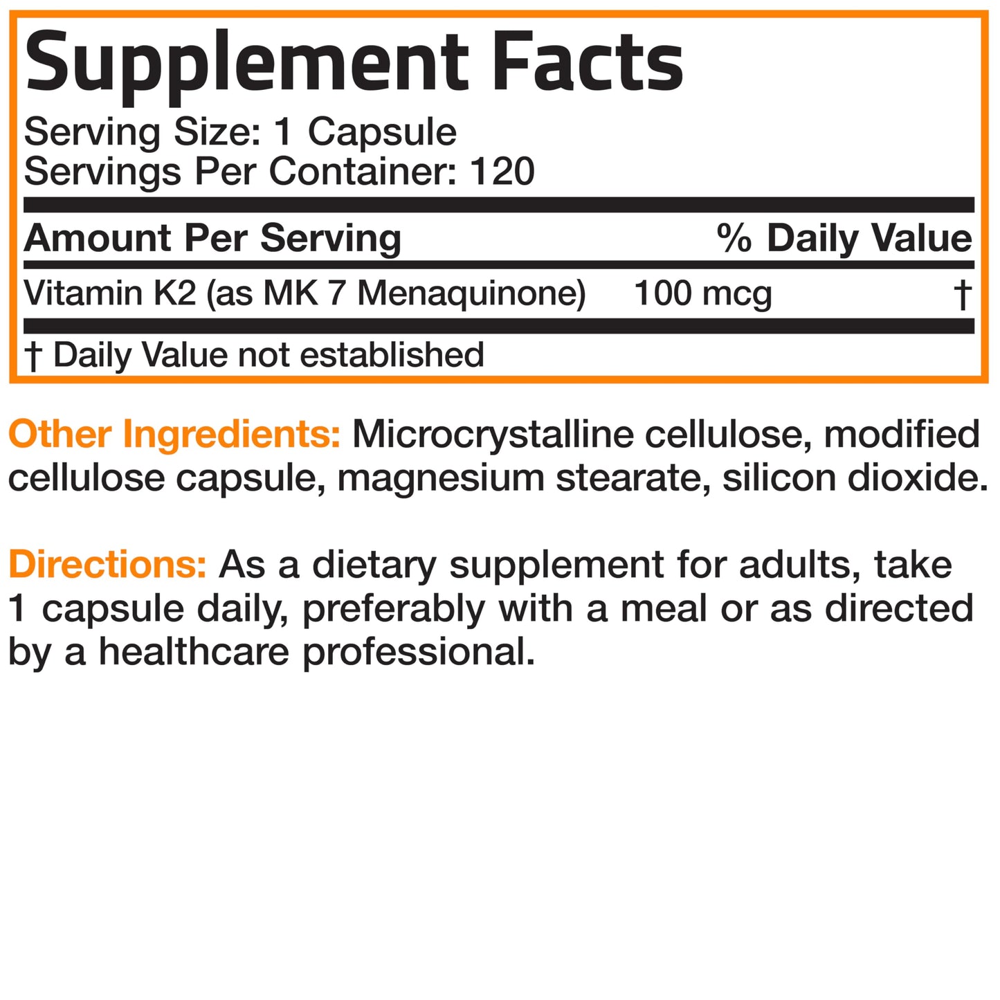 Bronson Vitamin K2 as MK-7 Menaquinone 100 mcg Non-GMO, 120 Capsules
