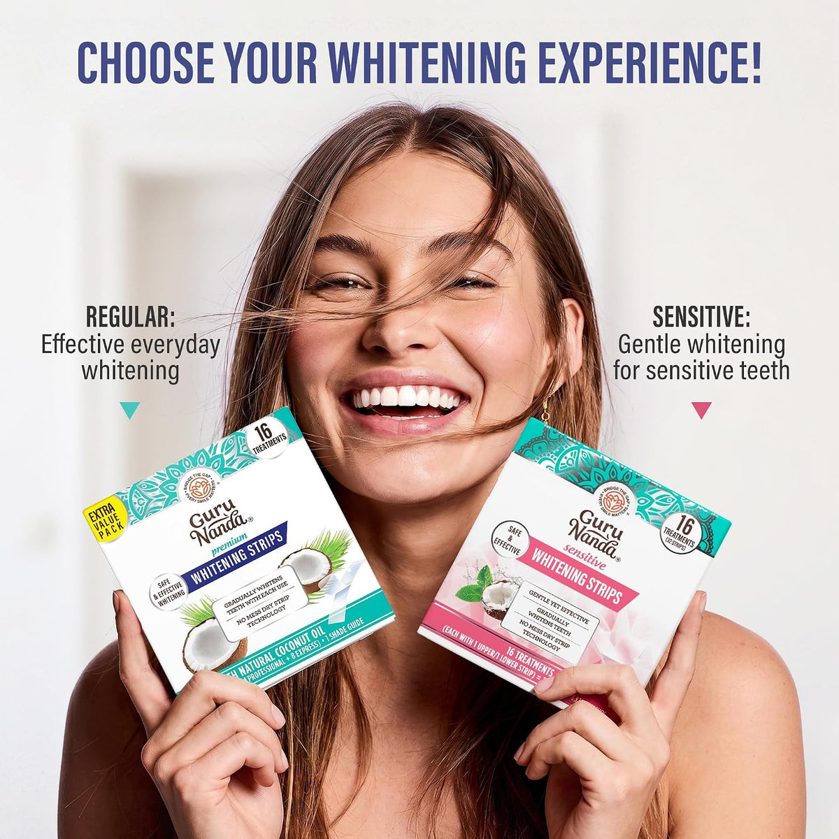 GuruNanda Teeth Whitening Strips - 4X Whiter Teeth, 7-Day Whitening Kit