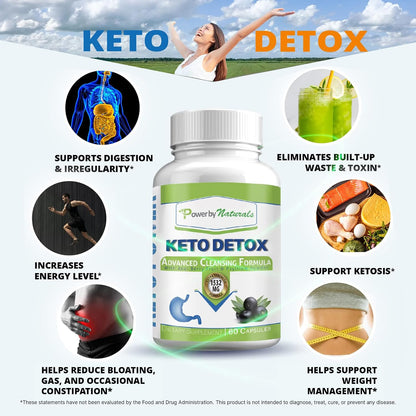 Power By Naturals Keto Support – Herbal & Botanical Blend for Digestive Balance & Energy – Vegan, Non-GMO, Gluten-Free – 60 Capsules (1-Month Supply)