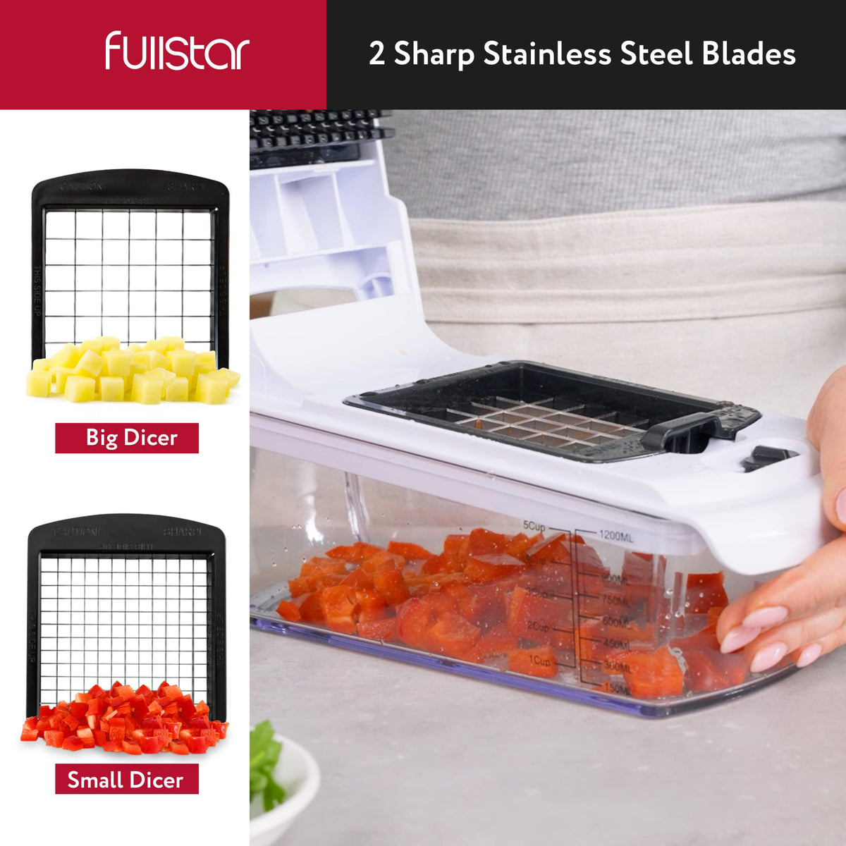 Fullstar Vegetable Chopper - Spiralizer Vegetable Slicer - Onion Chopper with Container