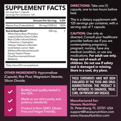 Night Time Fat Burner for Women, Belly Fat & Weight Loss Support, 60 Count | Appetite Suppressant and Overnight Metabolism Booster with Melatonin for Women, Vegan, Gluten Free, 60 Servings