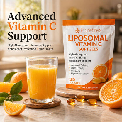 Liposomal Vitamin C 1000mg Softgels, 180 Vegan Softgels, High Absorption Vitamin C Supplement with Zinc, Acerola Cherry, Quercetin & BioPerine, Immune, Skin & Antioxidant Support, Made in UK