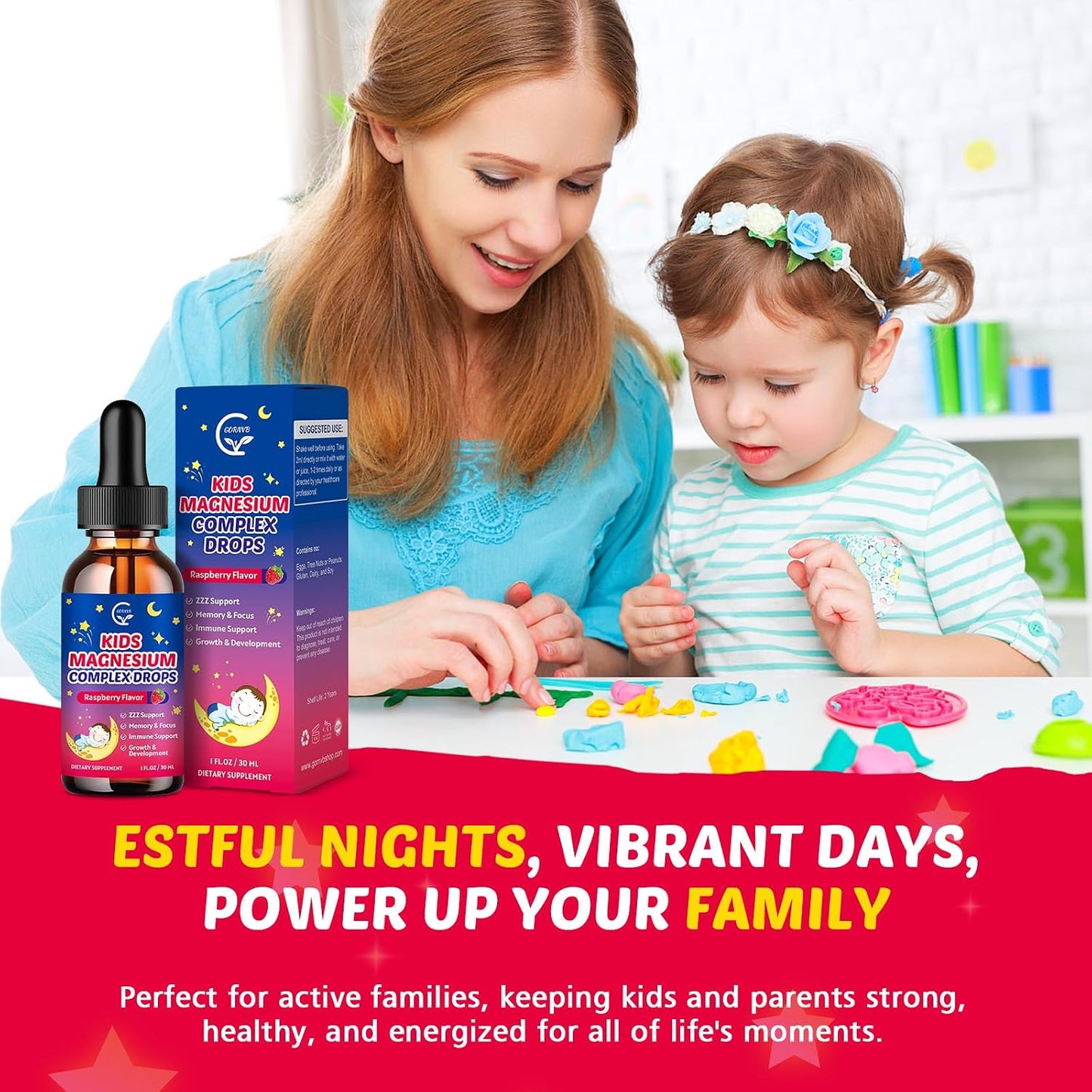 Magnesium Glycinate Liquid for Kids with L-Theanine, Omega-3 | Vitamin D3, K2, Zinc, Kids Magnesium Liquid Drops for Sleep & Calm, Brain, Bone, Sugar Free, Raspberry Flavor, 2 Bottles