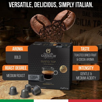 Gran Caffè Garibaldi Espresso Pods, Decaffeinato, 50Count