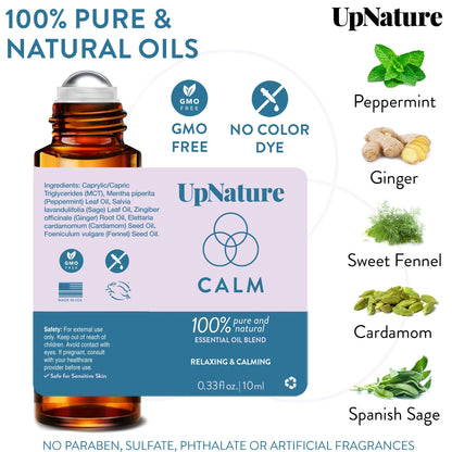 UpNature Calm Essential Oil Roll On Blend – Stress Relief & Relaxation Gifts for Women – Calming