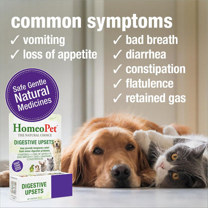 HomeoPet Digestive Upsets, Supplement for Dogs and Cats, 15 Milliliters | Natural digestive support for cats, dogs, and other pets, safe homeopathic formula, liquid drops suitable for daily use