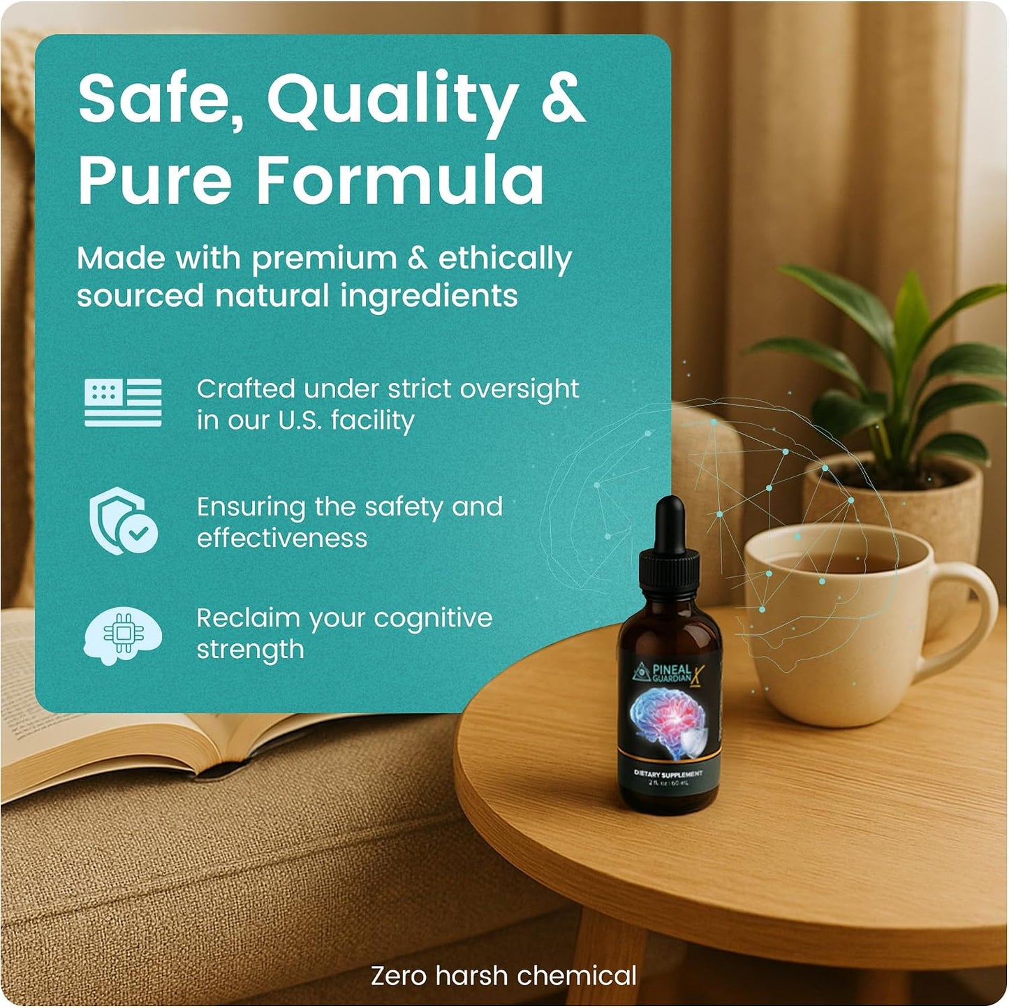 Pineal Guardian X Rapid Pineal Gland Activation Drops | Cognitive Support, Brain Supplement to Keep Cognitive Function, Memory and Focus in Top Shape, Add to Any Drink, 2mL Daily