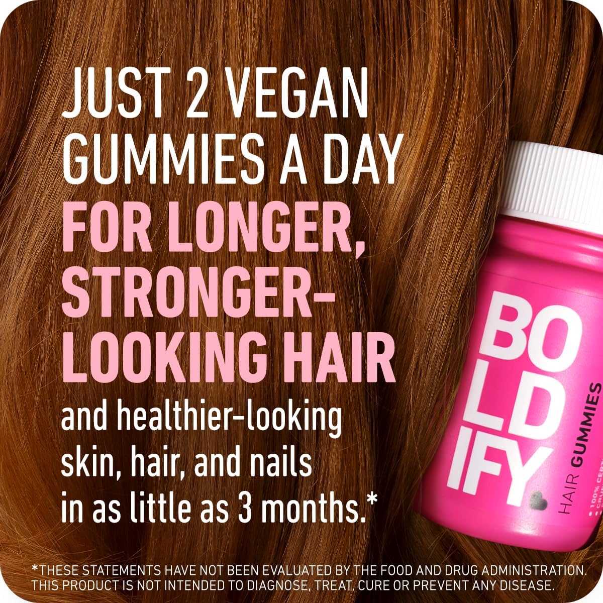 Boldify Sugar Free Biotin Gummies - Fast Acting Vegan Hair Skin and Nails Vitamins