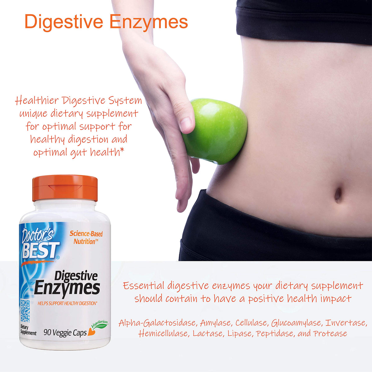 Doctor's Best Digestive Enzymes Non-GMO Vegetarian Gluten Free, 90 Cap