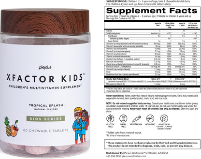 Plexus® Xfactor Kids™ 60 Chewable Tablets | Chewable multivitamin + probiotic for kids with 13 essential vitamins, 4 billion CFUs, supports growth and immune health