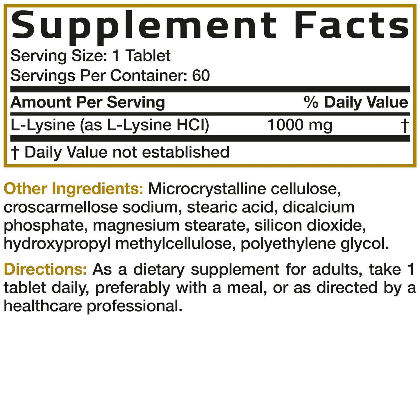 Bronson L-Lysine Extra Strength 1000 MG per Tablet High Potency, Immune Support & Supports Collagen Synthesis, Non-GMO, 100 Vegetarian Tablets