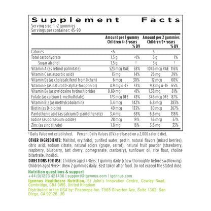 Igennus Methylated Kids Multivitamin Gummies, Age 4+, 90 Gummies | Clean Label & Third Party Tested, No Artificial Sweeteners or Flavors, Sugar Free, Natural Berry Flavor, Non-GMO, Halal