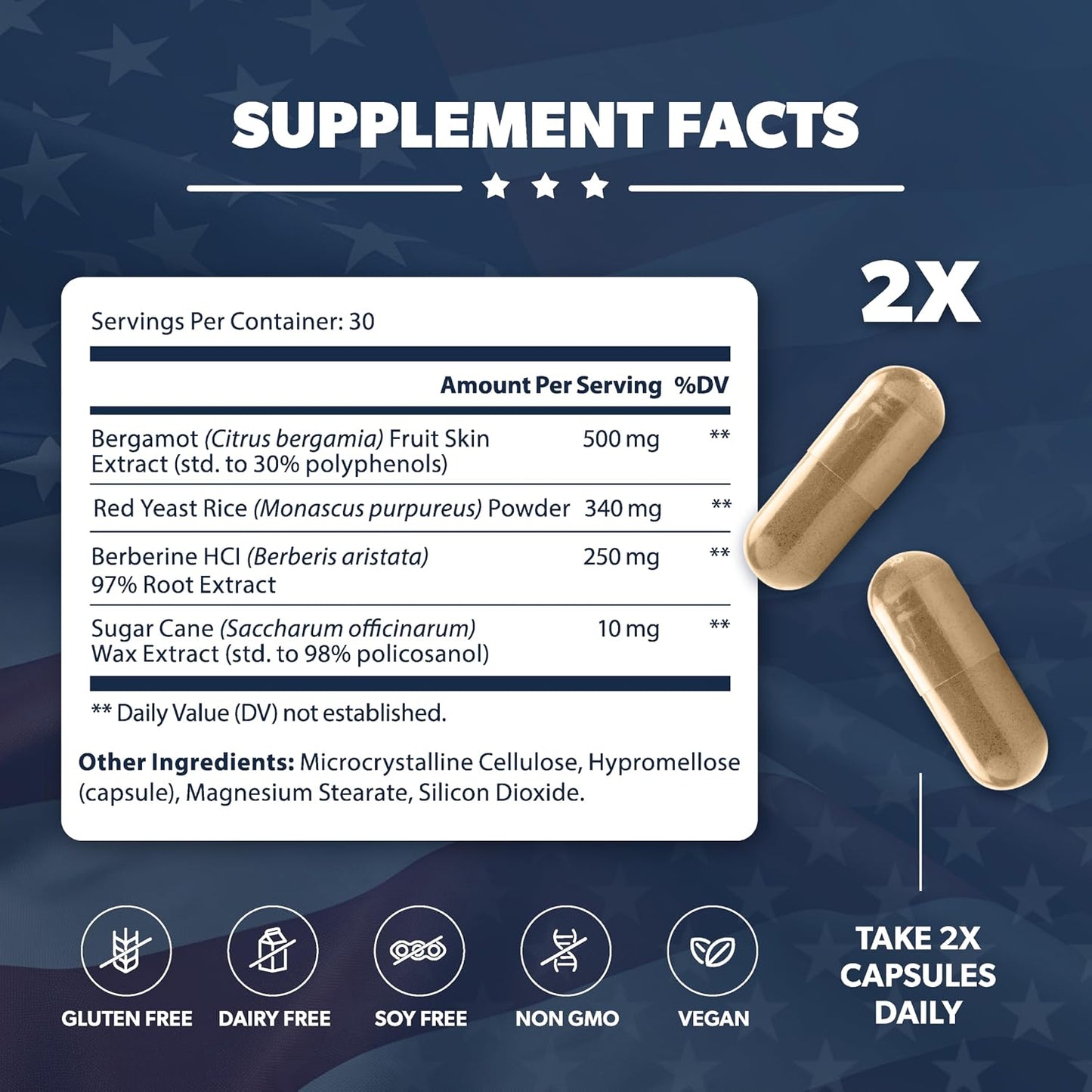 Liberty Heart | Heart Health Supplements | Supports Healthy Cholesterol Levels, Supports Heart Wellness, Berberine, Citrus Bergamot, 30 Days Supply, 60 Capsules
