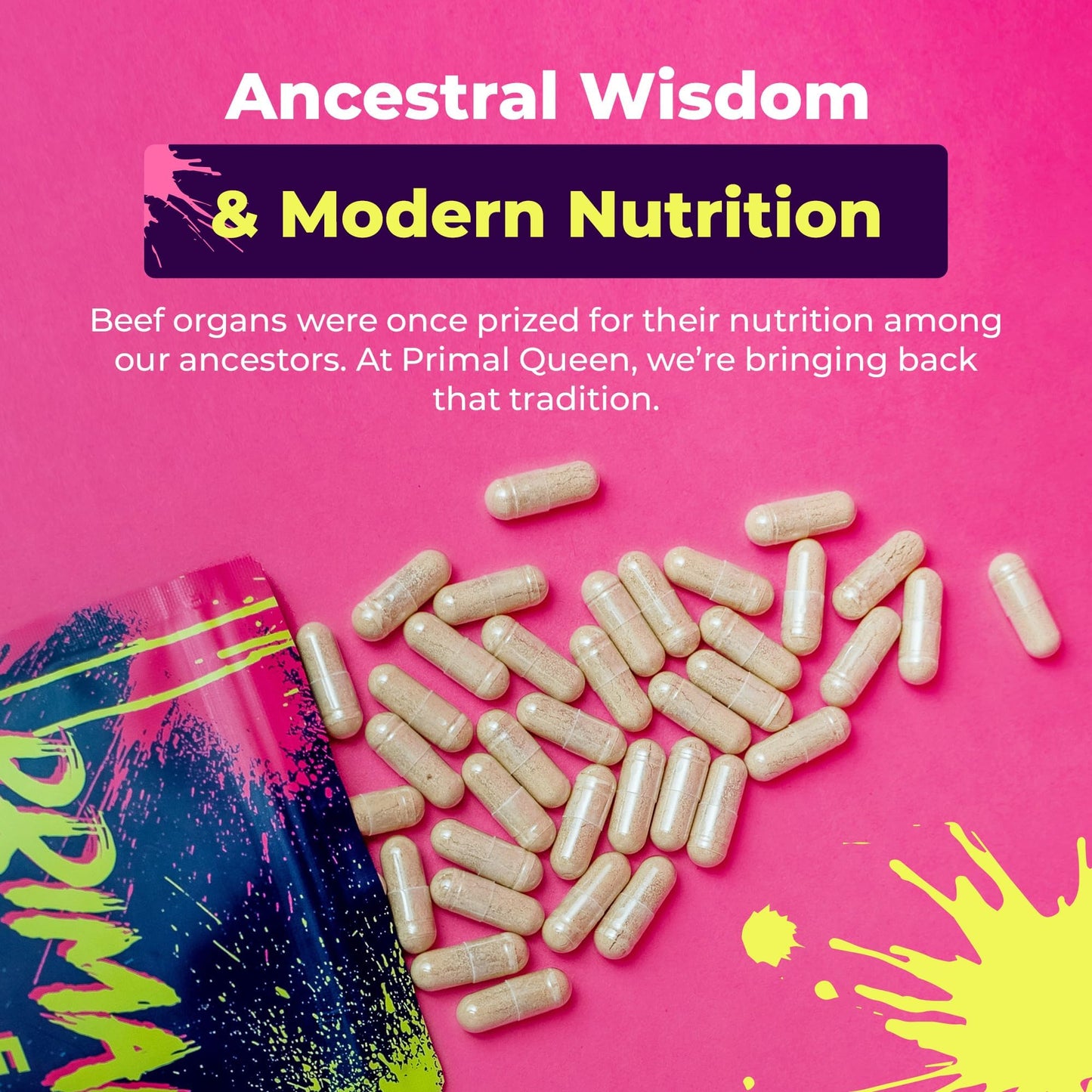 Primal Queen Beef Organ Superfood, Grass-Fed Liver Kidney Heart for Women | Female-Optimized Blend of 6 Pasture-Raised Organs for Hormone Balance, Energy and Vitality; 3rd-Party Tested
