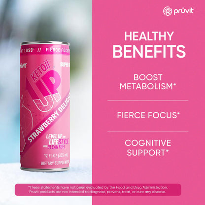 Strawberry Delight //Up® Drink – Ready-to-Drink Ketones for Focus for Men and Women