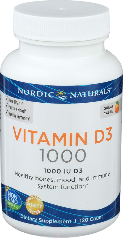 Nordic Naturals Vitamin D3 1000 IU, Orange - 120 Mini Soft Gels | Vitamin D3 supports healthy bones, positive mood & immune system function. Orange flavor mini soft gels. 120 servings