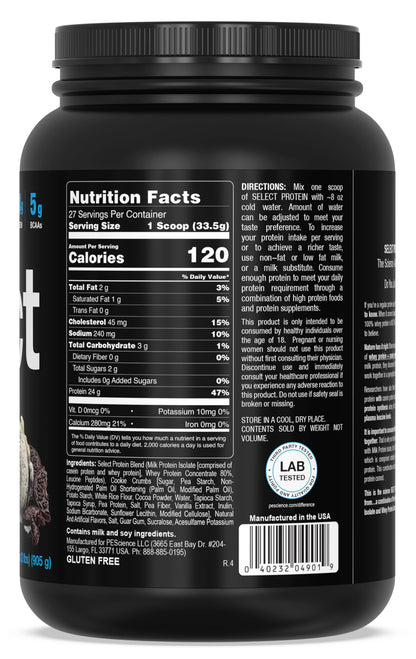 PEScience Select Protein, Cookies and Cream, 27 Serving, Premium Whey and Casein