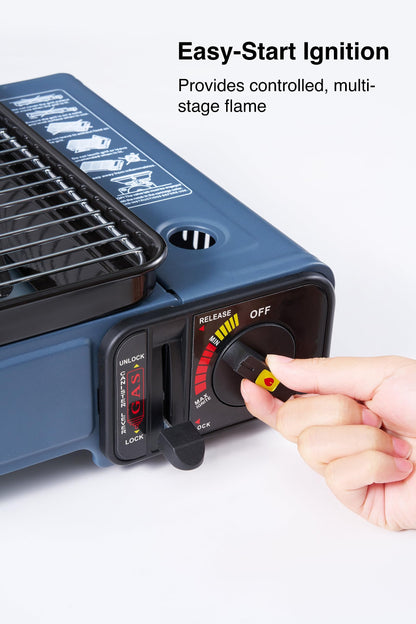 Sizzle Goods Portable Propane and Butane Dual Fuel Gas Grill with Iwatani Style Stainless