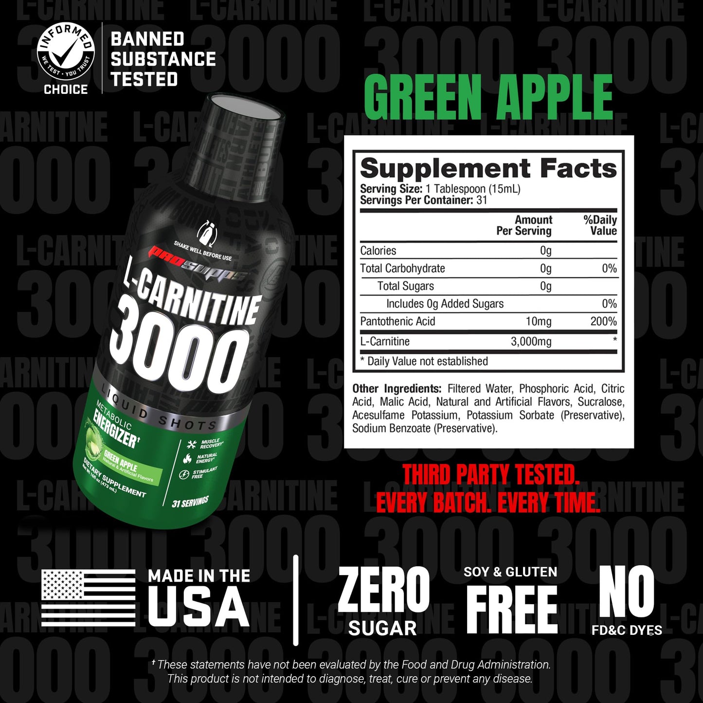 ProSupps L-Carnitine Liquid 3000, Stimulant-Free Liquid Shots for Men & Women - Clean Workout Drink for Energy, Performance & Muscle Recovery - No Sugar, No Carbs - 31 Servings, Berry
