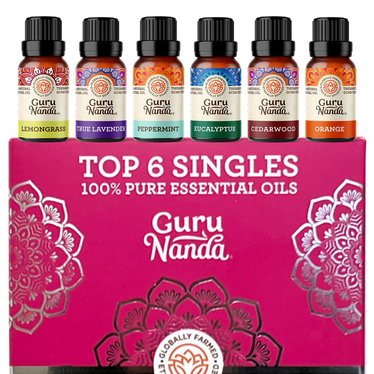 GuruNanda Essential Oils Set for Diffusers, 100% Pure, Aromatherapy, Massage, Skin Care