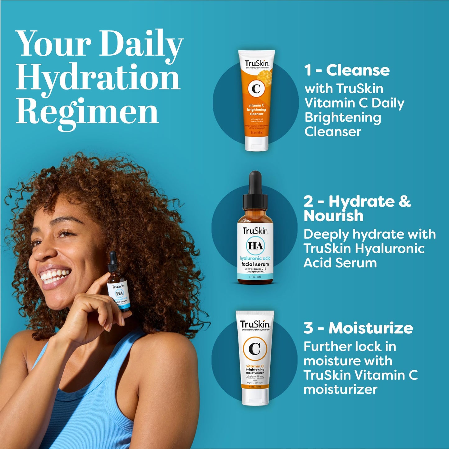 TruSkin Hyaluronic Acid Serum for Face for Hydrated, Plumper Skin, 1 fl oz | With 7 ultra-hydrating ingredients to replenish moisture and leave skin feeling soft, smooth and healthy-looking