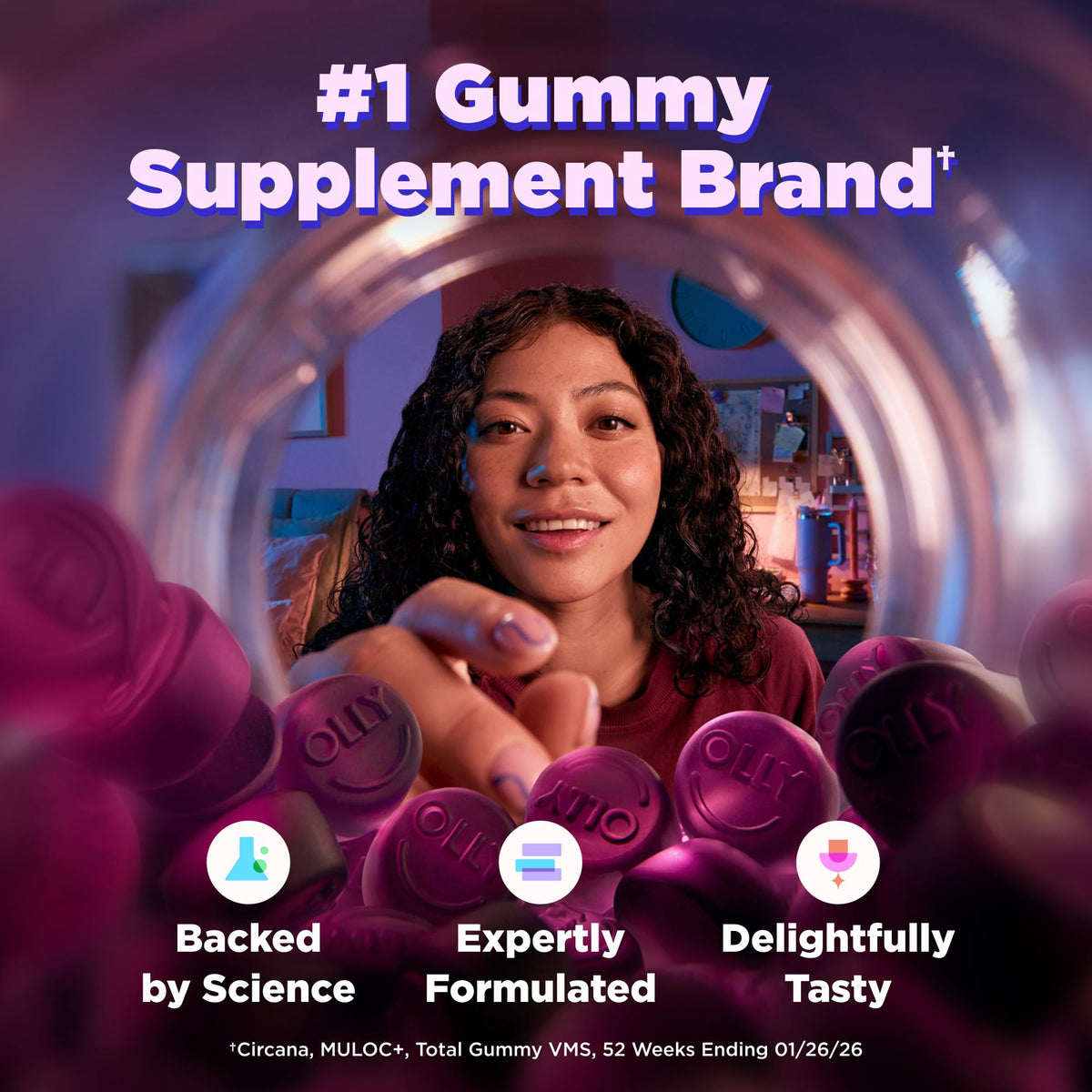 OLLY Sleep Support Gummy Supplement,* 3 mg Melatonin, L-Theanine - 50 Count