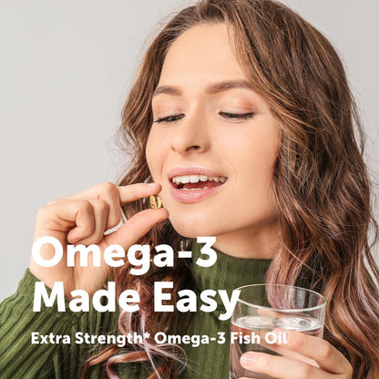 Micro Ingredients Extra Strength* Omega-3 Fish Oil Supplements 1,000mg Per Serving, 300 Softgels | Lemon Flavored | Burpless | EPA 180mg + DHA 120mg | Deep Sea Fish
