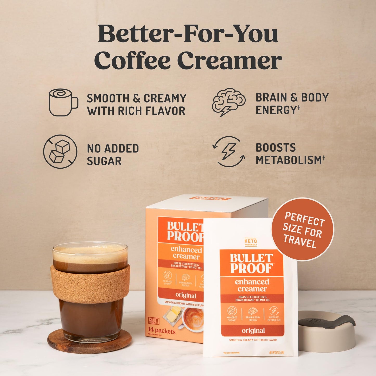 Bulletproof Original Creamer, 14.8 Ounces, Keto Coffee Creamer with MCT Oil and Grass-Fed Butter, Supports Brain Function
