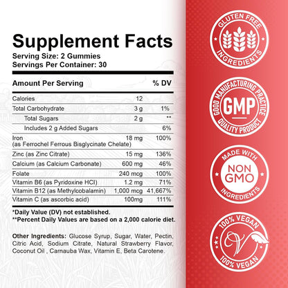 Iron Gummies Supplement for Adults & Kids | Vitamin B12 Gummies | Bundle