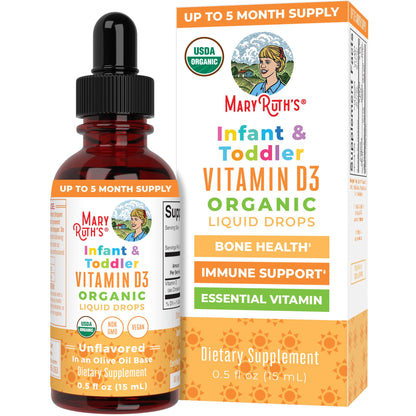 MARYRUTH'S Vitamin D3 Liquid Drops | Megadose 4000 IU | USDA Organic Liquid Vitamin D Spray for Adults & Kids | Immune Support & Bone Health | Vegan | Gluten Free | Non-GMO | 30 Servings
