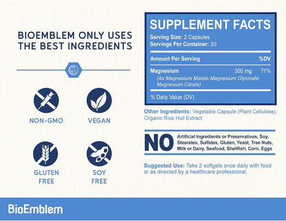 BioEmblem Vitamin D3 K2 Capsules (5000IU and 200mcg) and Magnesium Complex 60 Capsules