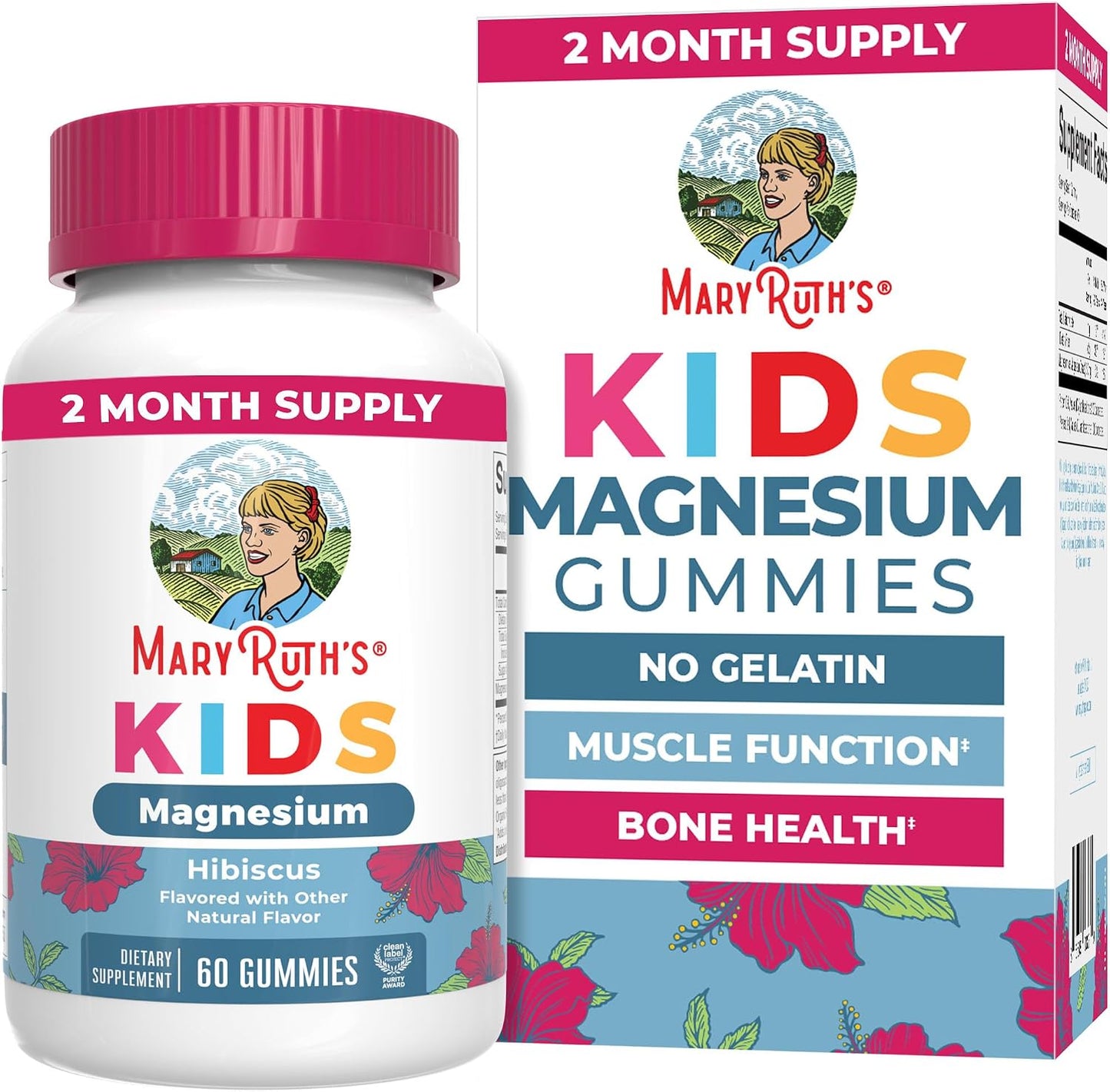 MaryRuth's Kids Magnesium Gummies | 50mg Magnesium Citrate Gummies for Kids 4+ | Bone Health | Calcium Absorption | Essential Mineral | Vegan | CLP Certified | Sugar Free | 60 Count | 2 Month Supply