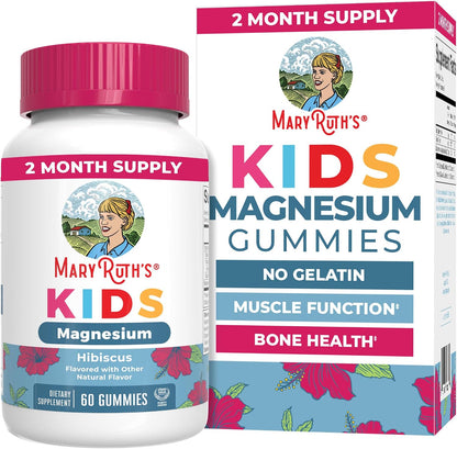 MaryRuth's Kids Magnesium Gummies | 50mg Magnesium Citrate Gummies for Kids 4+ | Bone Health | Calcium Absorption | Essential Mineral | Vegan | CLP Certified | Sugar Free | 60 Count | 2 Month Supply